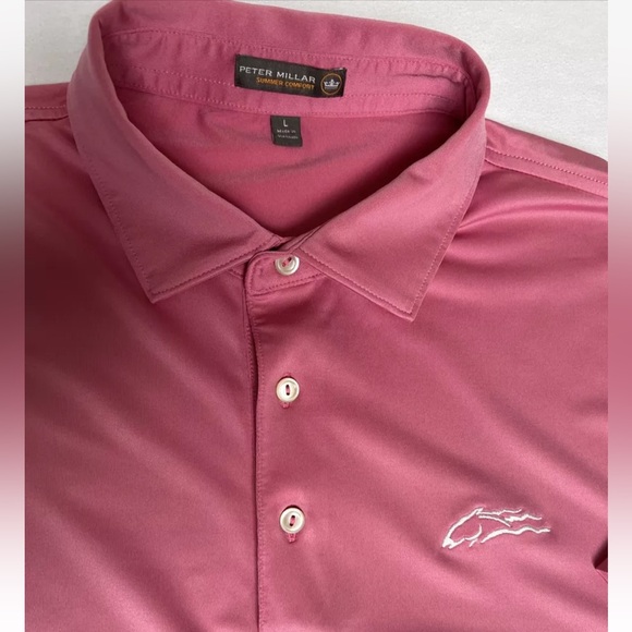 Peter Millar Summer Comfort Golf Polo Shirt Men’s SZ LG Pink Iron Horse Logo - Picture 3 of 8